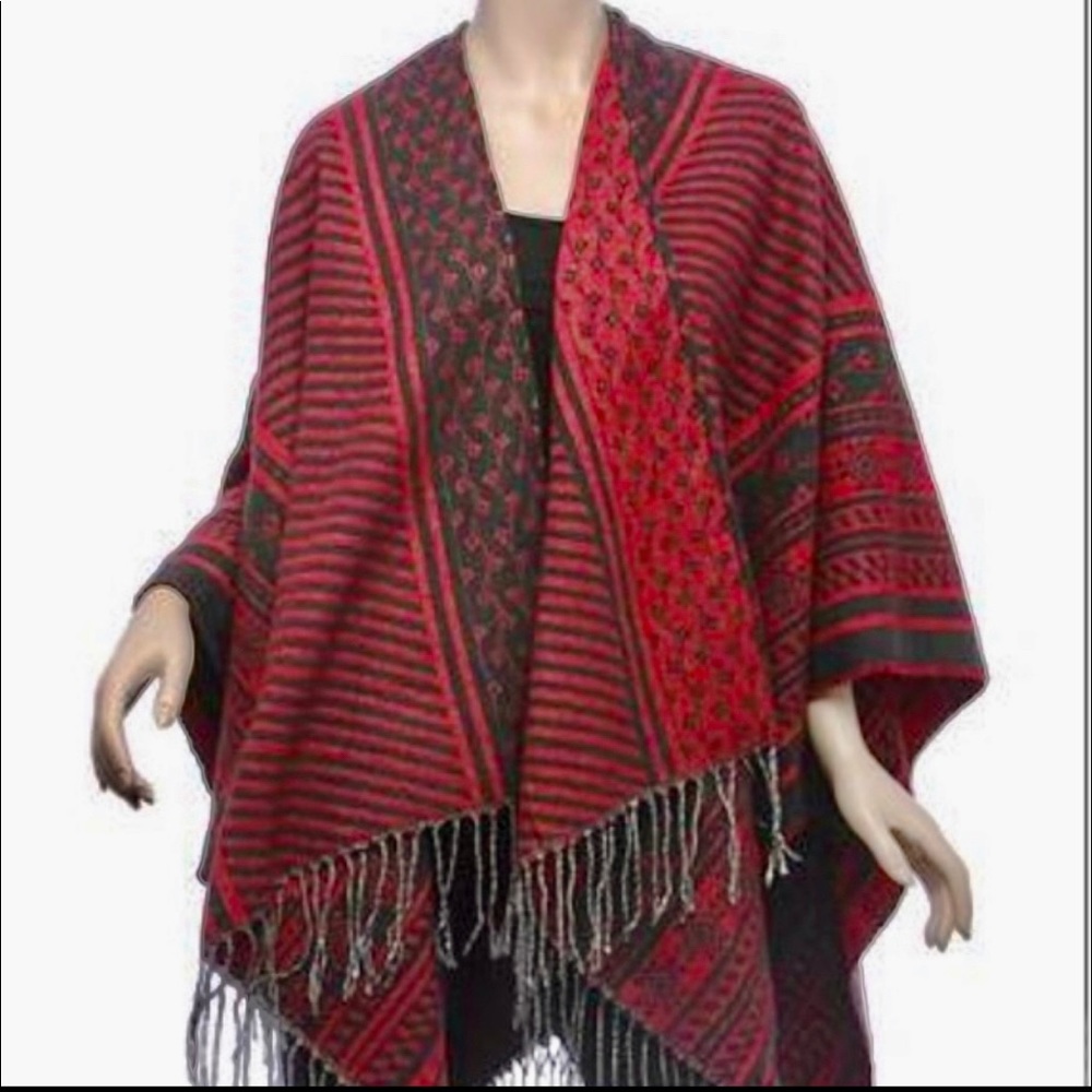Deep Red Beautiful Shawl/Cape